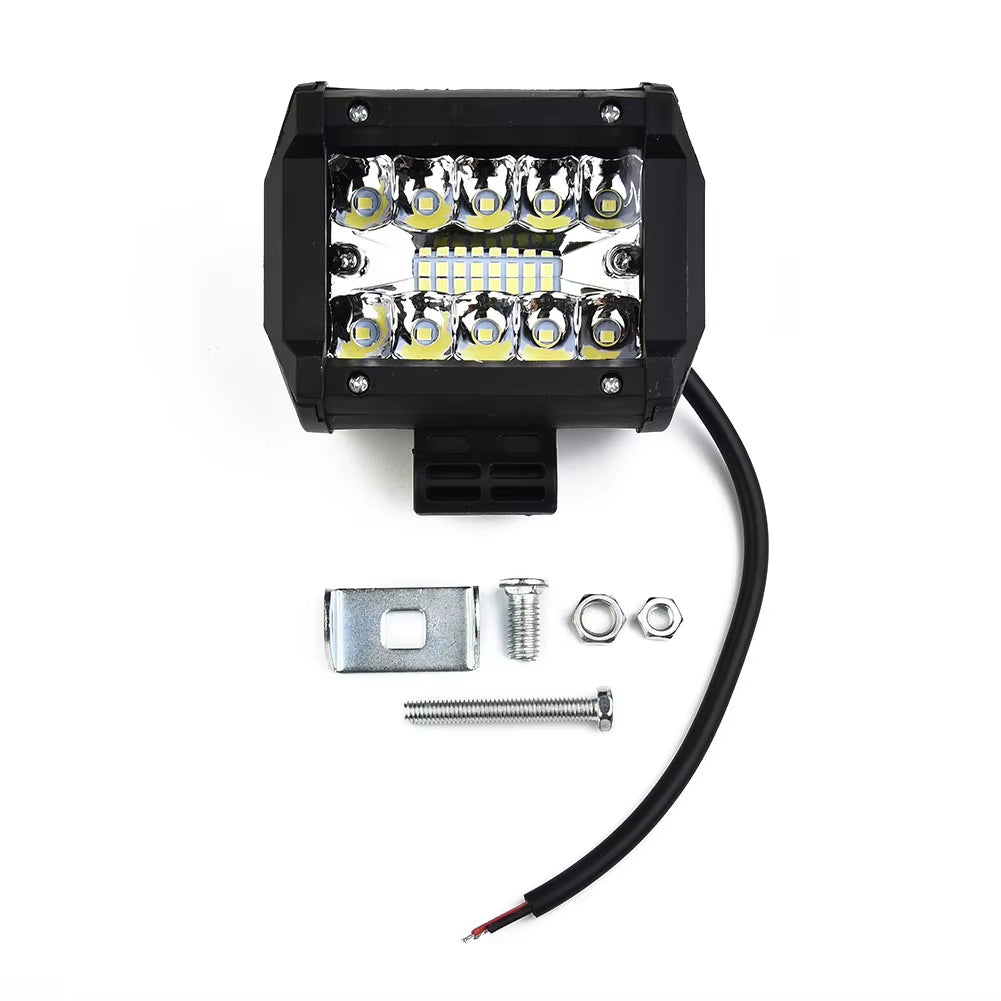 60W Car LED Work Light Ultra Bright 12V Headlight Fog Lamp Combo for SUV ATV Offroad Vehicles Trucks Boats Universal